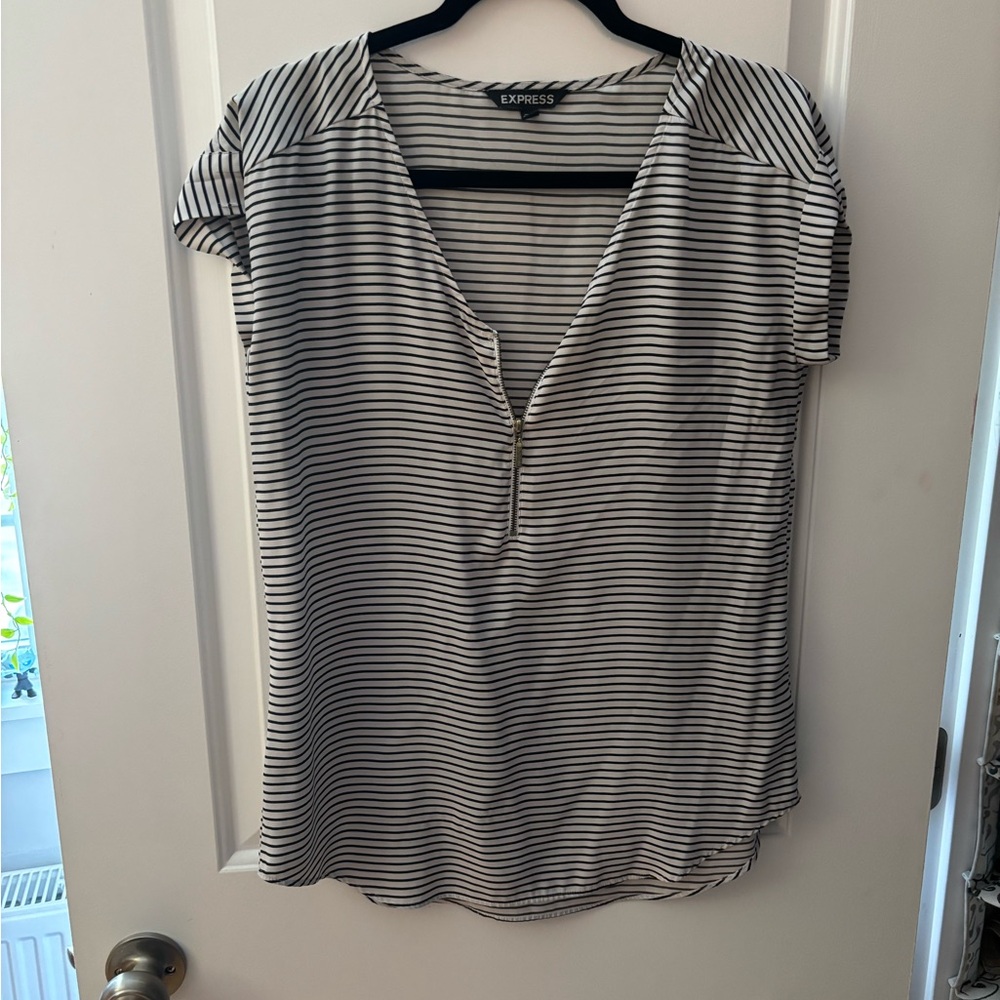 Express Women's Top with Black and White Stripes
